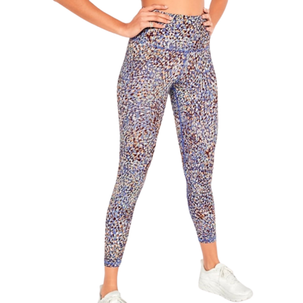 Old Navy High-Waisted PowerPress 7/8-Length Leggings in Blue Leopard - XL